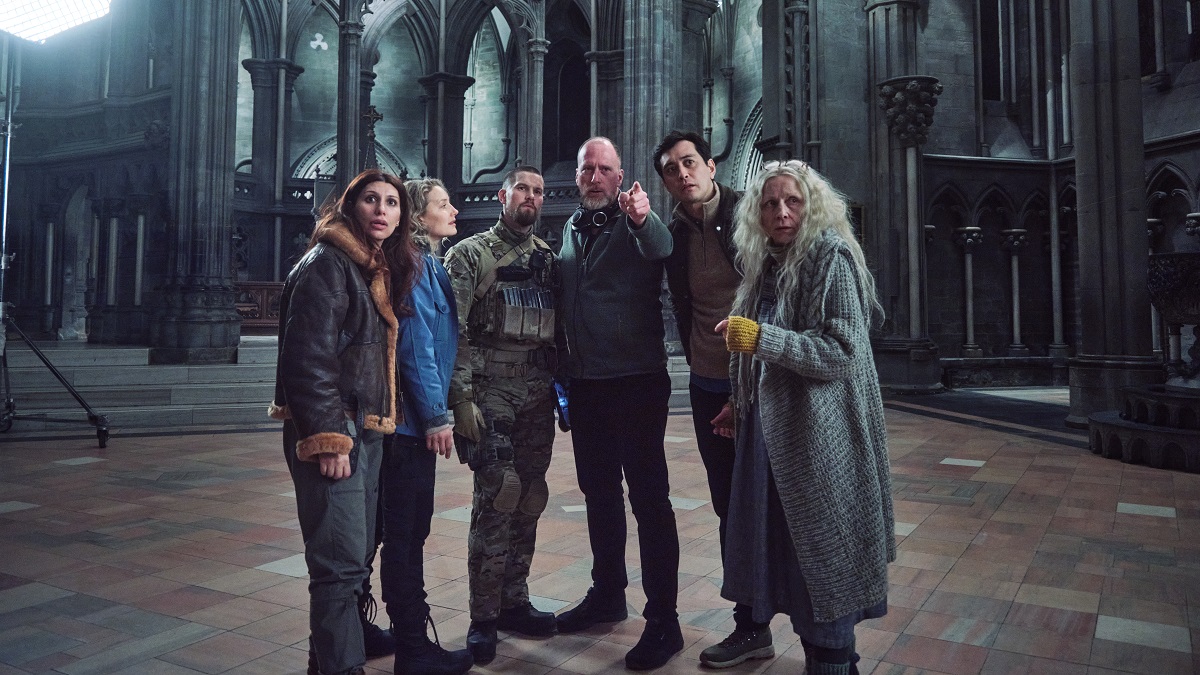 (L to R) Sara Khorami as Marion Rhadani, Marie Wilmann as Nora Tidemann, Mads Sjøgård Pettersen as Kaptein Kristoffer, Roar Uthaug as Director, Kim Falck as Andreas Isaksen, Anne Krigsvoll as Esther J. Tiller